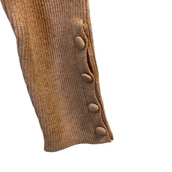 Chico's Petite Ribbed Front Pocket Long Cardigan Sweater Tan Khaki Size 0P Cozy - Picture 7 of 15